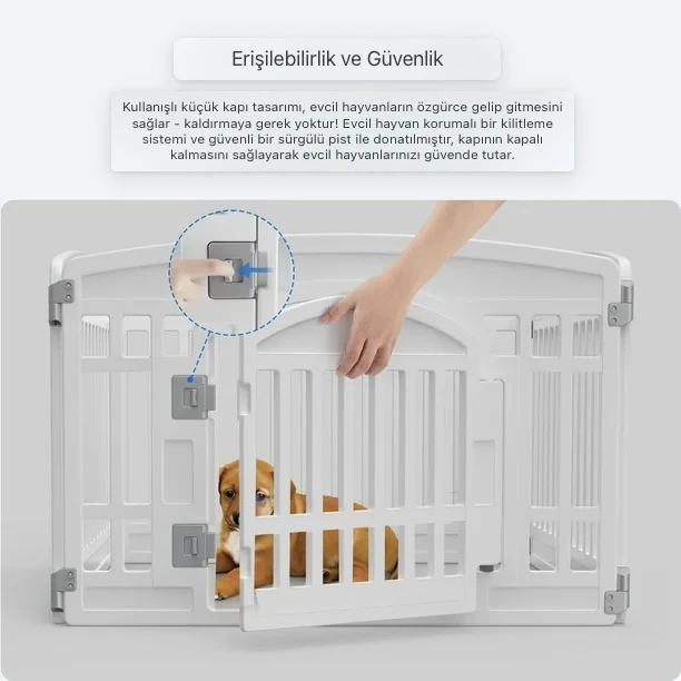 6 Panelli Katlanabilir,Kapılı,İç/Dış Mekan Evcil Hayvan Oyun Parkı 6