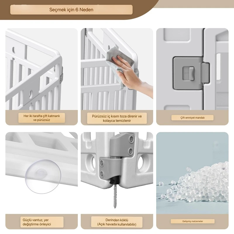 6 Panelli Katlanabilir,Kapılı,İç/Dış Mekan Evcil Hayvan Oyun Parkı 7